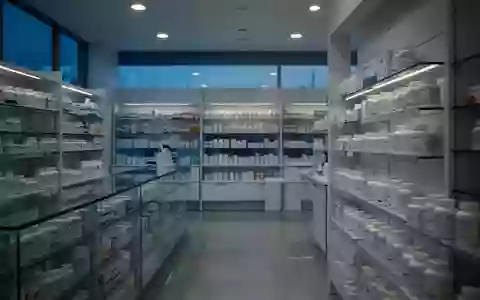 Ein minimalistisch gestalteter, menschenleerer Innenraum einer Apotheke mit ordentlich sortierten Regalen in ruhigem Licht. - Foto: über boerse-global.de