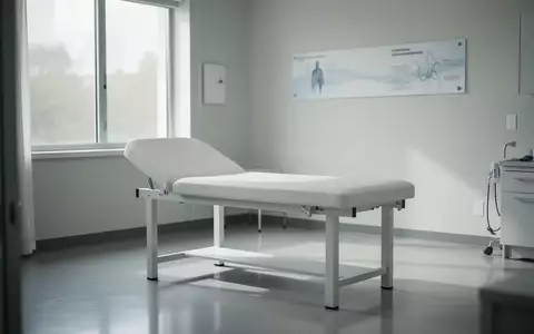 Ein leerer, heller Behandlungsraum in einer Klinik mit einer medizinischen Untersuchungsliege bei natürlichem Licht. - Foto: über boerse-global.de