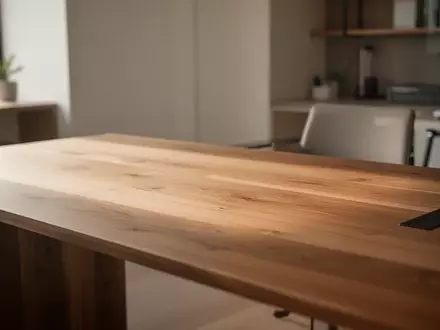 Ein aufgeräumter, minimalistischer Schreibtisch in einem modernen Büro bei natürlichem Licht ohne technische Geräte. - Foto: über boerse-global.de