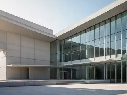 Modernes Verwaltungsgebäude mit schlichter Beton- und Glasfassade bei klarem Tageslicht. - Foto: über boerse-global.de