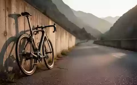 Ein Rennrad aus Carbon lehnt an einer Betonmauer auf einer sonnigen Bergstraße. - Foto: über boerse-global.de