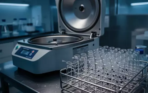 Laborumgebung mit medizinischen Zentrifugen und Glasphiolen in einem steril gehaltenen Raum. - Foto: über boerse-global.de