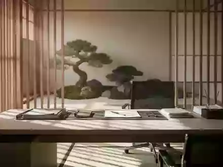 Modernes, minimalistisches Büro-Interieur mit japanischem Design und natürlichem Lichteinfall. - Foto: über boerse-global.de