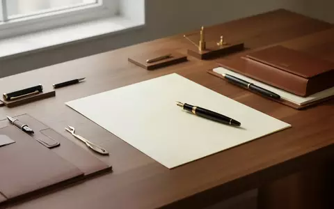 Ein minimalistischer Arbeitsplatz mit hochwertigem Briefpapier und einem Füllfederhalter auf einem leeren Blatt Papier. - Foto: über boerse-global.de