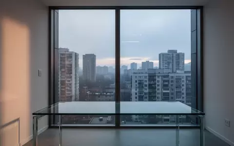 Ein minimalistischer, moderner Arbeitsbereich mit einem leeren Schreibtisch vor einem großen Fenster mit Blick auf eine Skyline. - Foto: über boerse-global.de