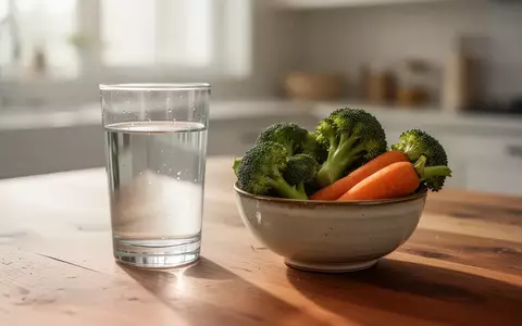Frisches Gemüse und ein Glas Wasser auf einem Holztisch bei natürlichem Tageslicht. - Foto: über boerse-global.de