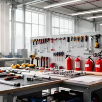 Ein aufgeräumter, heller industrieller Arbeitsplatz mit professionellen Werkzeugen und Sicherheitsausrüstung in einer modernen Werkstatt. - Foto: über boerse-global.de