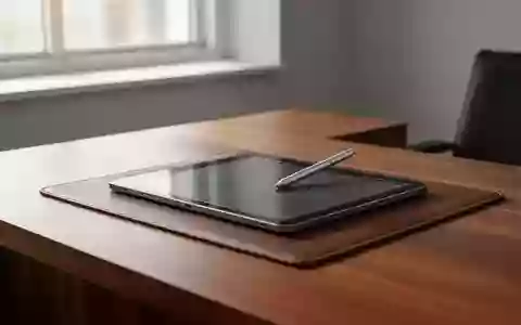 Ein moderner Schreibtisch in einem Notariat mit einem digitalen Tablet und Stift in natürlichem Licht. - Foto: über boerse-global.de