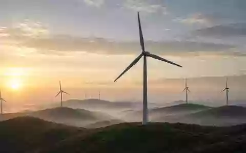 Moderne Windkraftanlagen in einer Landschaft bei Sonnenaufgang. - Foto: über boerse-global.de