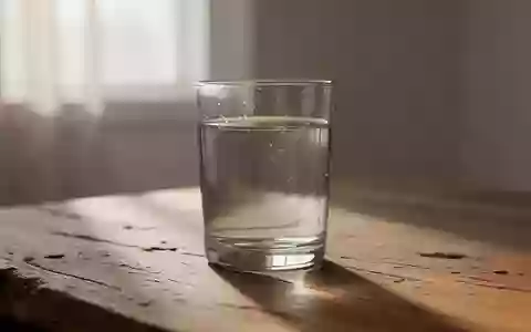 Ein Glas frisches Wasser auf einem hölzernen Untergrund bei sanftem Morgenlicht, das ein Gefühl von innerer Ausgeglichenheit vermittelt. - Foto: über boerse-global.de