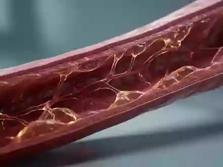 Abstrakte, mikroskopische Darstellung einer Arterienwand mit Fokus auf biologischen Strukturen und Lichtreflexionen. - Foto: über boerse-global.de