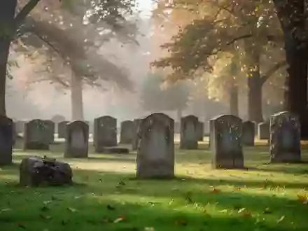 Ein ruhiger Friedhof mit schlichten Grabsteinen auf einer gepflegten Grünfläche bei sanftem Morgenlicht. - Foto: über boerse-global.de