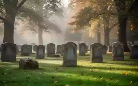 Ein ruhiger Friedhof mit schlichten Grabsteinen auf einer gepflegten Grünfläche bei sanftem Morgenlicht. - Foto: über boerse-global.de