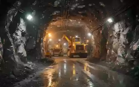 Unterirdischer Tunnel in einer Silbermine mit industrieller Beleuchtung und Bergbauausrüstung. - Foto: über boerse-global.de