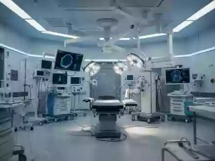 Ein moderner, steriler Katheterlabor-Raum in einer Klinik mit medizinischer Bildgebungsausrüstung. - Foto: über boerse-global.de