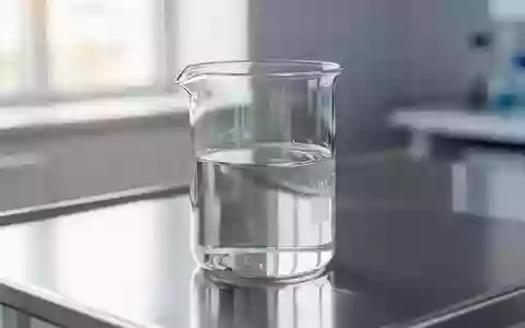 Ein Glasbecher mit einer klaren Flüssigkeit auf einer sterilen Edelstahloberfläche in einem modernen Labor. - Foto: über boerse-global.de