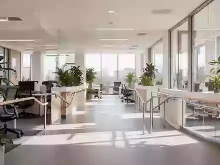Ein barrierefrei gestalteter, heller und moderner Arbeitsplatz mit ergonomischer Einrichtung und viel Tageslicht. - Foto: über boerse-global.de