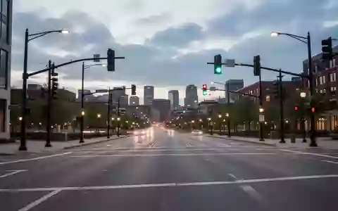 Eine leere städtische Straßenkreuzung bei Dämmerung in St. Paul, die die städtische Infrastruktur und Verkehrswege zeigt. - Foto: über boerse-global.de