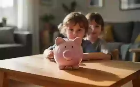 Ein Sparschwein auf einem Holztisch in einem hellen Wohnzimmer. - Foto: über boerse-global.de