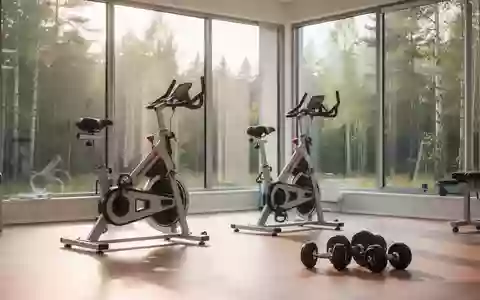 Ein heller, moderner Physiotherapieraum mit Trainingsgeräten und Blick in den Wald, der eine ruhige Atmosphäre vermittelt. - Foto: über boerse-global.de