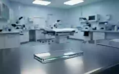 Ein steriler, medizinischer Untersuchungsraum mit einem Objektträger auf einer Edelstahloberfläche als Symbol für klinische Diagnostik. - Foto: über boerse-global.de