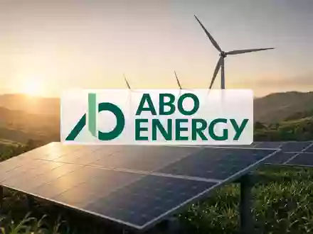 Moderne Windkraftanlagen und Solarpaneele in einer grünen Landschaft bei Sonnenaufgang als Symbol für erneuerbare Energien. - Foto: über boerse-global.de