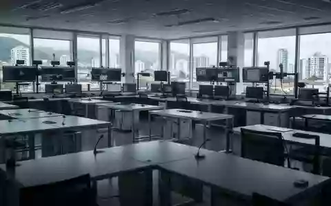 Ein minimalistisch gestalteter, moderner Sicherheitsraum in einem Behördengebäude in Ceará mit funktionaler Einrichtung. - Foto: über boerse-global.de