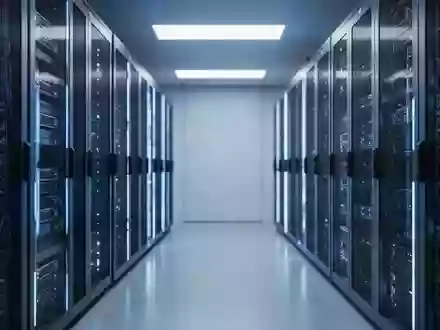 Modernes Server-Rechenzentrum mit blauer Beleuchtung als Symbol für technische Infrastruktur. - Foto: über boerse-global.de