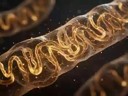 Abstrakte, organische Strukturen in Gold- und Bernsteintönen, die mitochondriale Prozesse auf zellulärer Ebene symbolisieren. - Foto: über boerse-global.de