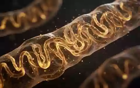 Abstrakte, organische Strukturen in Gold- und Bernsteintönen, die mitochondriale Prozesse auf zellulärer Ebene symbolisieren. - Foto: über boerse-global.de