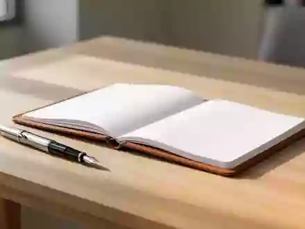 Ein minimalistischer Schreibtisch aus Eichenholz mit einem Füllfederhalter und einem leeren Notizbuch bei natürlichem Tageslicht. - Foto: über boerse-global.de