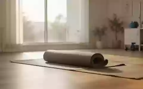 Ein heller, minimalistischer Praxisraum mit natürlichem Licht, einer zusammengerollten Yogamatte und neutralem Boden. - Foto: über boerse-global.de