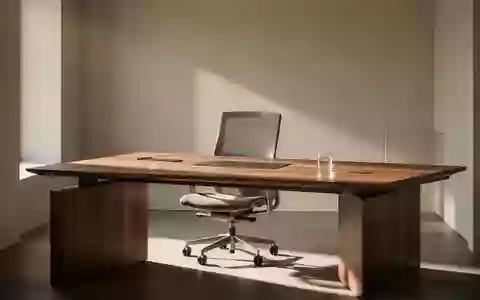 Ein minimalistischer Arbeitsplatz mit einem Holztisch und weichem Tageslicht in einem schlichten, modernen Interieur. - Foto: über boerse-global.de