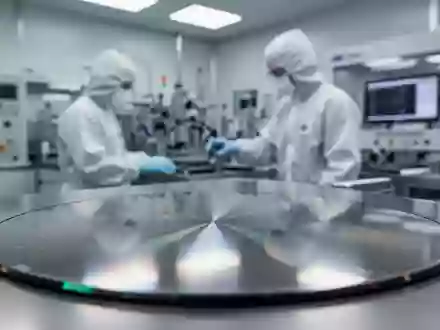 Ein Silizium-Wafer in einer modernen Halbleiter-Fertigungsanlage mit einem Techniker im Hintergrund. - Foto: über boerse-global.de