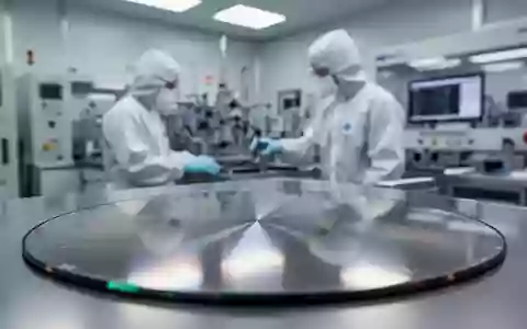 Ein Silizium-Wafer in einer modernen Halbleiter-Fertigungsanlage mit einem Techniker im Hintergrund. - Foto: über boerse-global.de