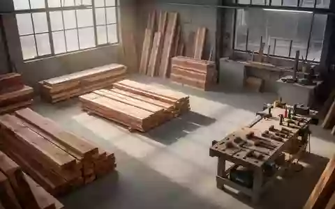 Eine leere, aufgeräumte Werkstatt mit hochwertigen Holzmaterialien und Werkzeugen in natürlichem Morgenlicht. - Foto: über boerse-global.de