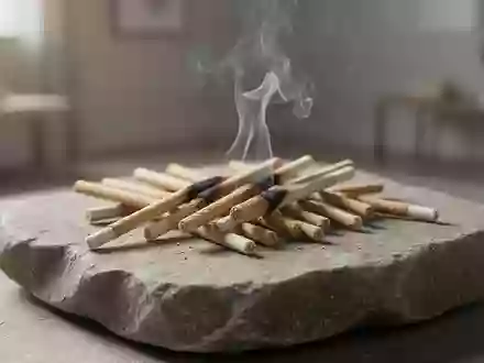 Glimmende Moxa-Sticks auf einer Steinoberfläche in einer ruhigen, klinischen Umgebung. - Foto: über boerse-global.de
