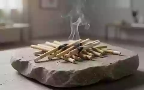 Glimmende Moxa-Sticks auf einer Steinoberfläche in einer ruhigen, klinischen Umgebung. - Foto: über boerse-global.de