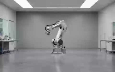 Ein minimalistisches, helles Industrielabor mit einem mechanischen Roboterarm im unscharfen Hintergrund. - Foto: über boerse-global.de
