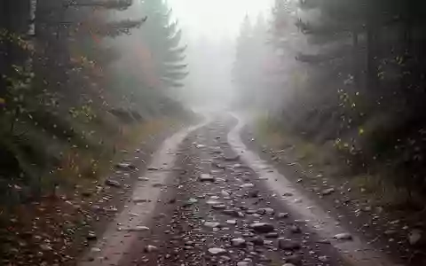 Ein unbefestigter Waldweg in einer herbstlichen Landschaft bei nebligem Wetter. - Foto: über boerse-global.de