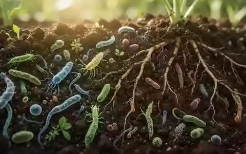 Nahaufnahme von nährstoffreicher Gartenerde mit sichtbaren Wurzelstrukturen und mikrobieller Vielfalt im Boden. - Foto: über boerse-global.de