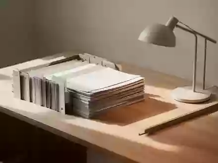 Ordentlich sortierte Papierunterlagen auf einem minimalistischen Holztisch in einem hellen, aufgeräumten Arbeitsbereich. - Foto: über boerse-global.de