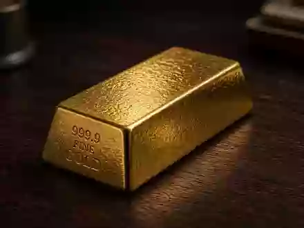Ein einzelner Goldbarren auf einem dunklen Holztisch in einer professionellen, neutralen Lichtstimmung. - Foto: über boerse-global.de