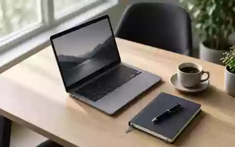 Ein moderner, aufgeräumter Schreibtisch mit Laptop und Notizbuch in einem hellen Bürogebäude bei Tageslicht. - Foto: über boerse-global.de