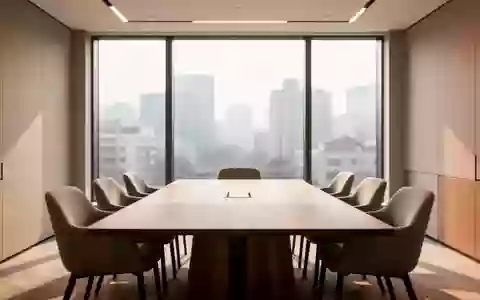 Ein modern eingerichteter, leerer Konferenzraum mit einem großen Holztisch in einem hellen, ruhigen Bürogebäude. - Foto: über boerse-global.de