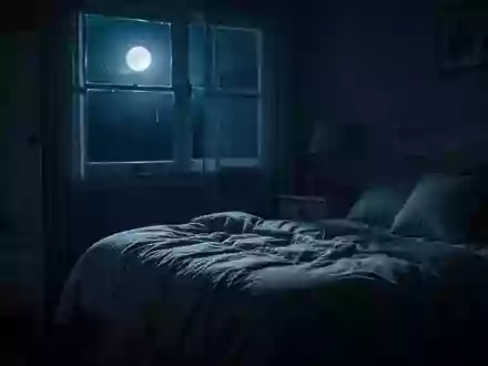 Ein ruhiges Schlafzimmer bei Nacht, beleuchtet durch sanftes Mondlicht, das durch ein Fenster fällt. - Foto: über boerse-global.de
