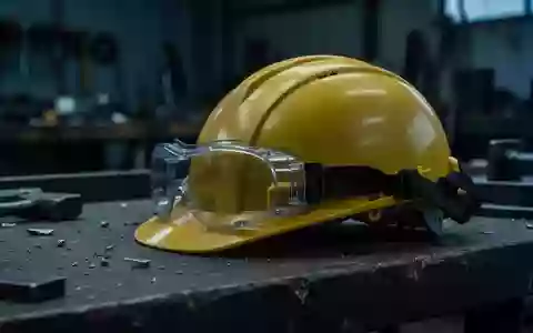 Symbolbild: Schutzhelm und Schutzbrille auf einer Werkbank - Foto: über boerse-global.de
