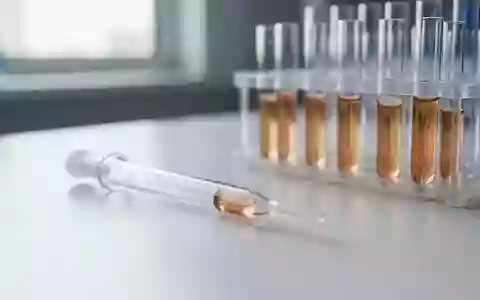 Laborumgebung mit Teströhrchen und einer Pipette auf einem sterilen weißen Untergrund zur medizinischen Forschung. - Foto: über boerse-global.de