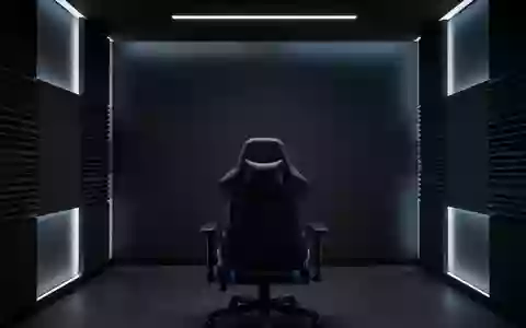 Ein minimalistischer E-Sport-Trainingsraum mit dunkler, stimmungsvoller Beleuchtung und akustischen Wandpaneelen. - Foto: über boerse-global.de