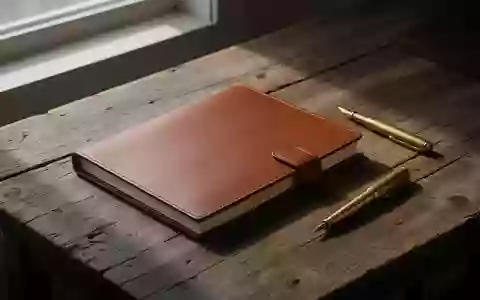 Ein minimalistischer, aufgeräumter Schreibtisch mit einem leeren Buch und einem Füllfederhalter bei natürlichem Licht. - Foto: über boerse-global.de